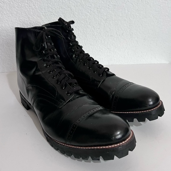 Stacy Adams Madison Cap Toe Black Leather Lace Boots Size 13 - Picture 7 of 15